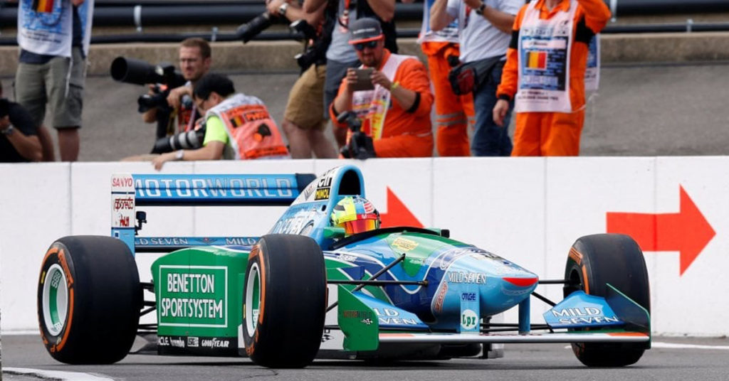 Il figlio di Schumacher in pista a Spa con la Benetton del papà