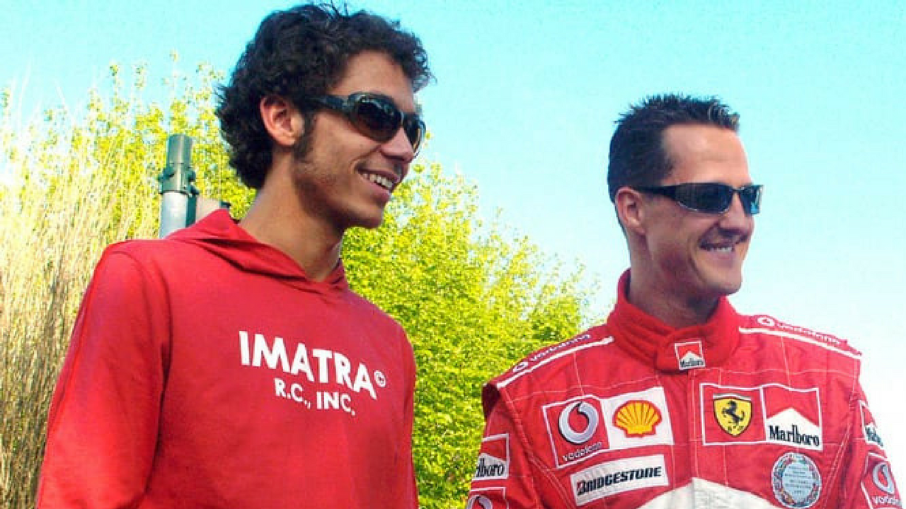 Valentino Rossi, risultati incredibili in Ferrari: anche Schumi restò sorpreso