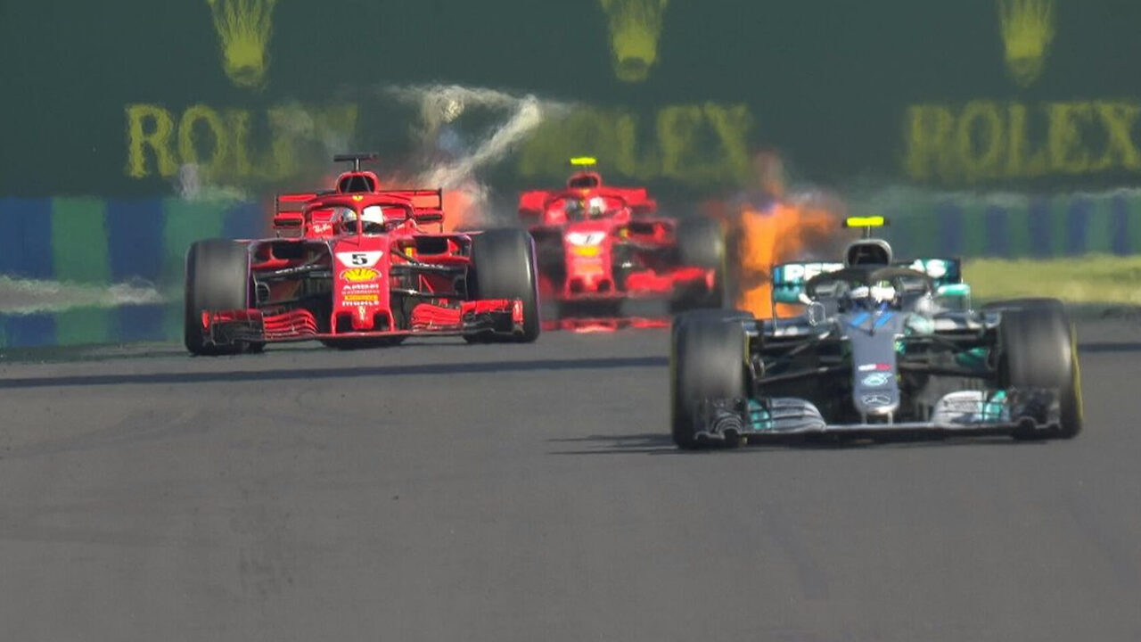 Gp Ungheria: Hamilton beffa le Ferrari, Bottas sfiora il dramma a tre giri dal termine
