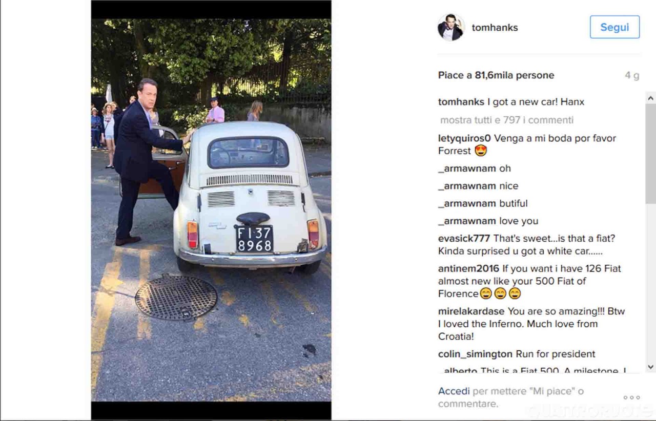 Tom Hanks ama le automobili italiane