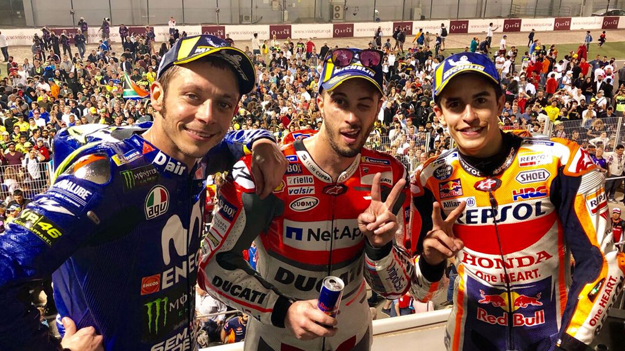 MotoGP, Qatar: buona la prima per Dovizioso che regola Marquez e Rossi