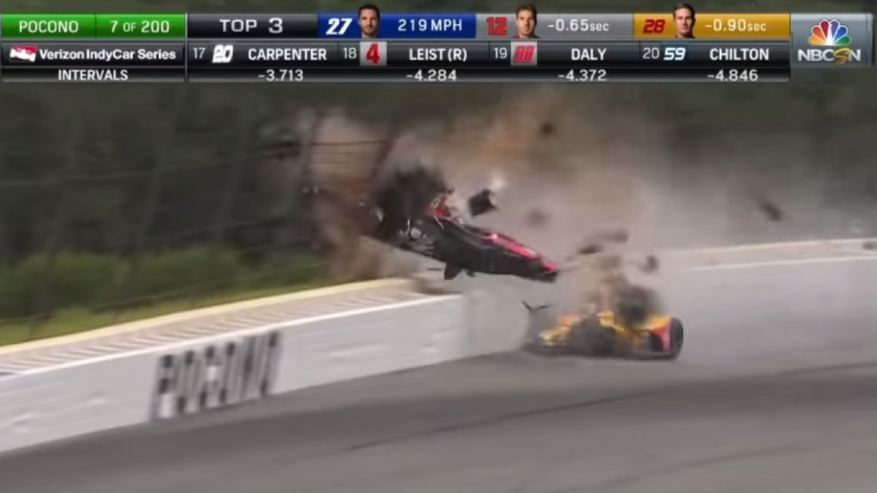 Incidente a Indycar, Wickens si schianta e poi finisce sulle barriere
