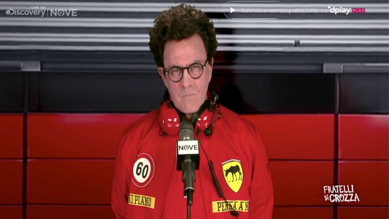 Ferrari, l’ironia di Crozza si abbatte su Binotto: il video dell’imitazione