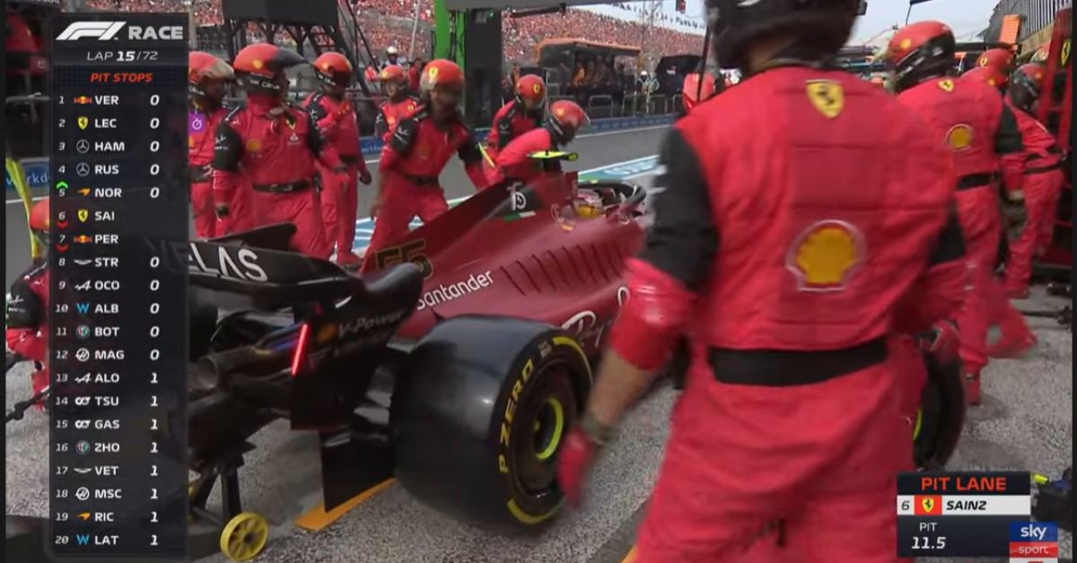 Sainz, pit-stop interminabile al GP d’Olanda: Ferrari sbaglia gomma
